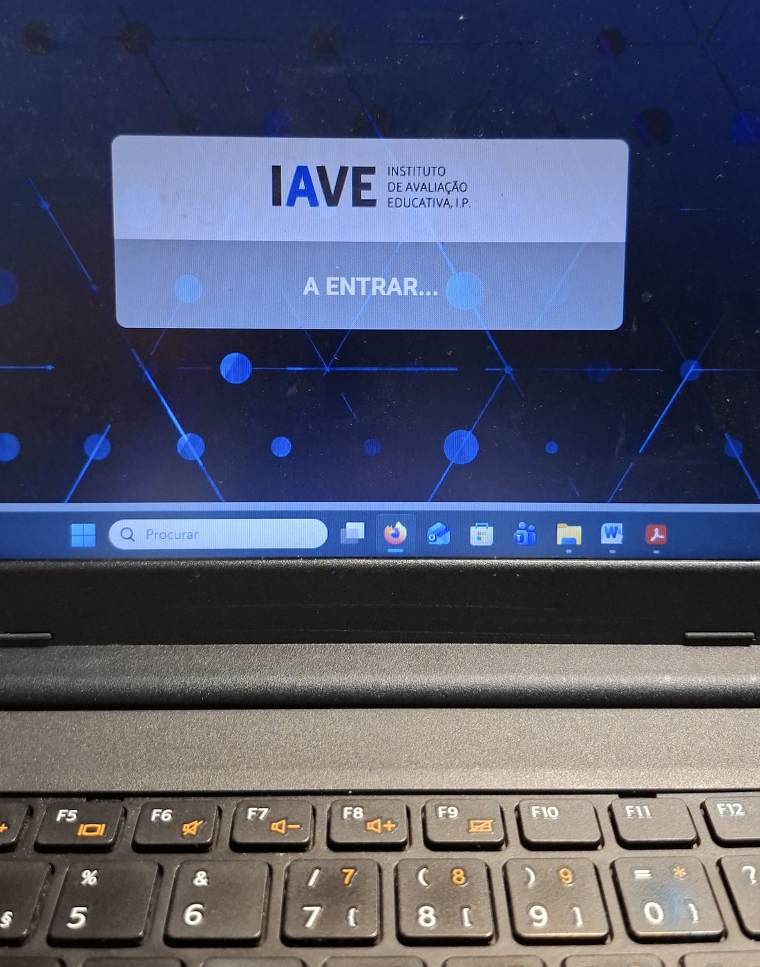Ecrã da plataforma IAVE preso em 'A entrar...' noutro dia